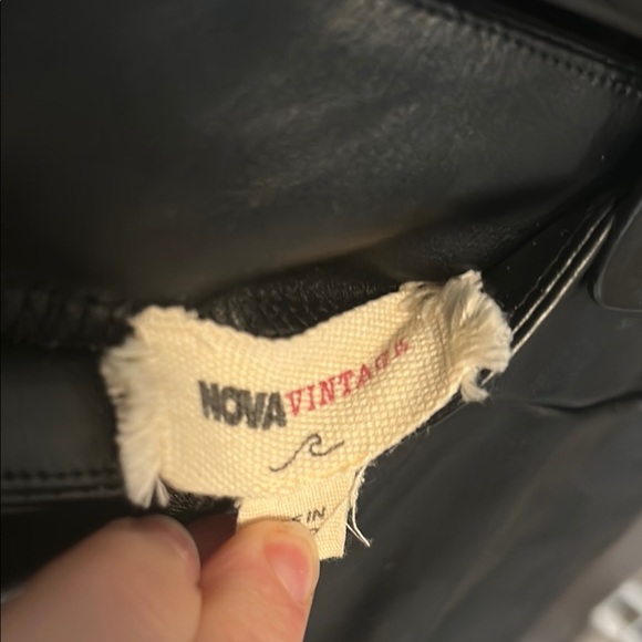 Elegant Black Leather Flare Pants with Slit - Picture 2 of 4